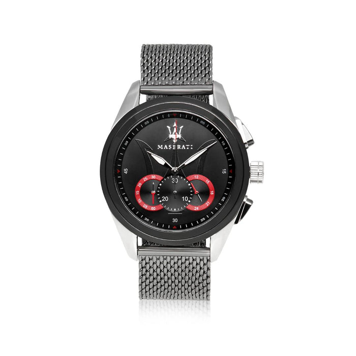 Maserati Successo Chronograph Black & Red Dial Mesh Watch - R8873612005 - Authentic