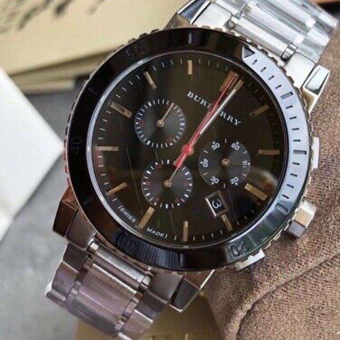 Burberry Stainless Steel Chronograph Men's Watch – Black Dial - BU9380 Authentic