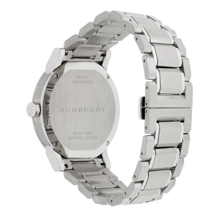 Burberry Men's Silver Stainless Steel Watch with Textured White Dial - BU9900 - Authentic