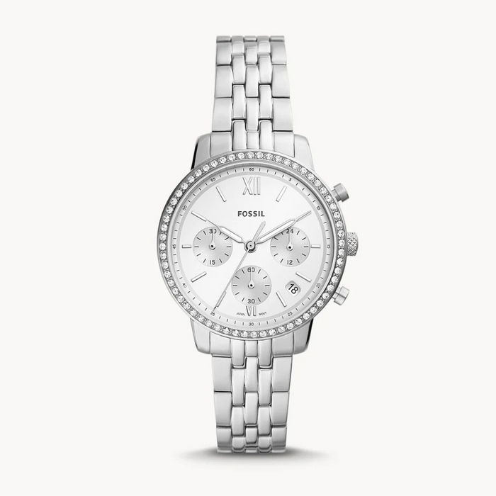 Fossil Neutra Silver Chronograph Dial Stainless Steel Bracelet Authentic