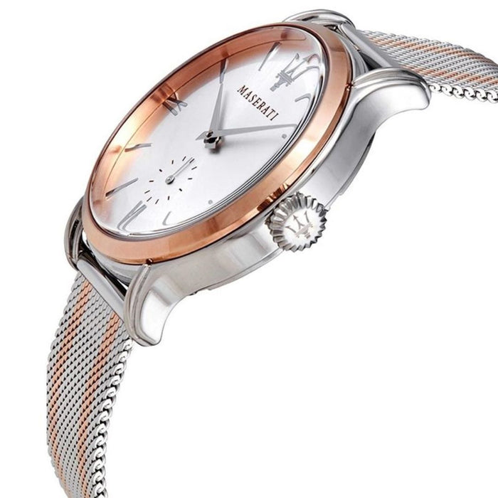 Maserati Epoca Silver Dial Two-Tone Mesh Men's Watch - R8853118005 - Authentic