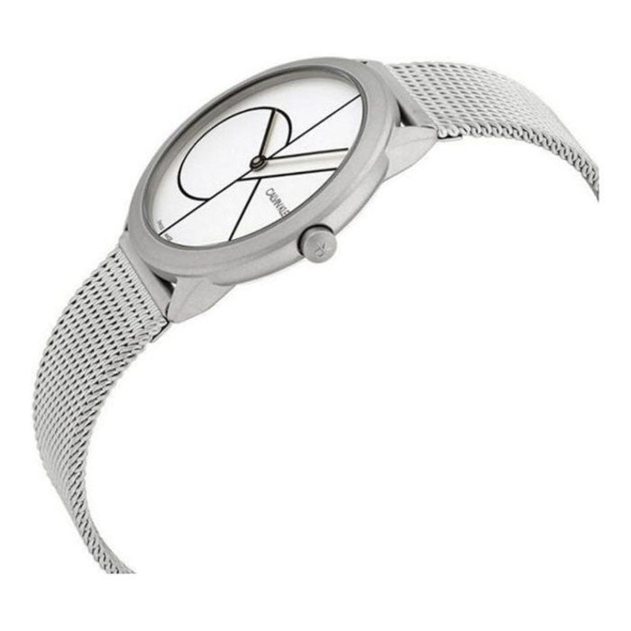Calvin Klein Bold White Dial Silver Mesh Watch – Unisex - k3m5215x - Authentic