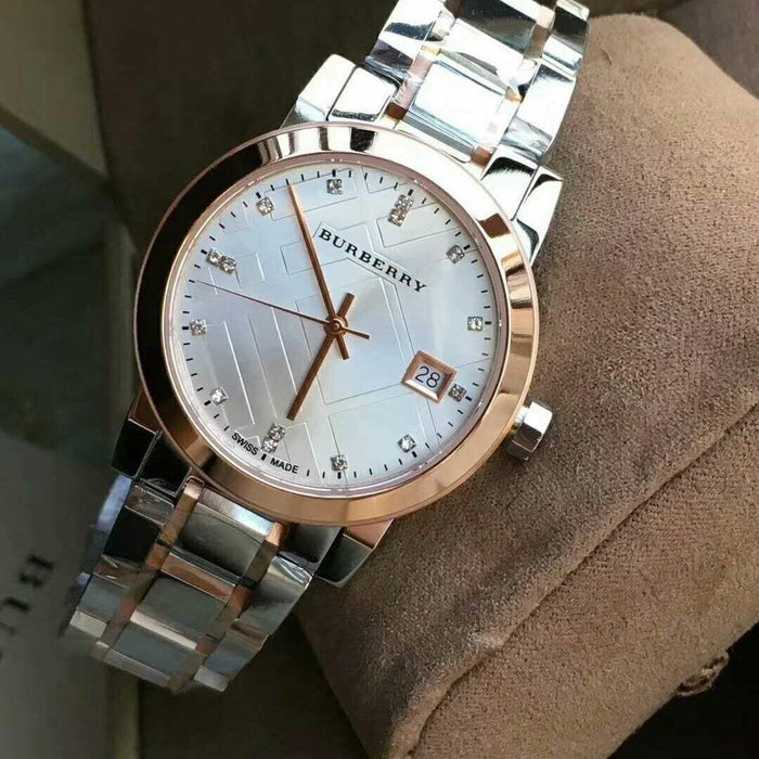 Burberry Women's Two-Tone Rose Gold & Silver Watch with Diamond Markers - BU9127 - Authentic
