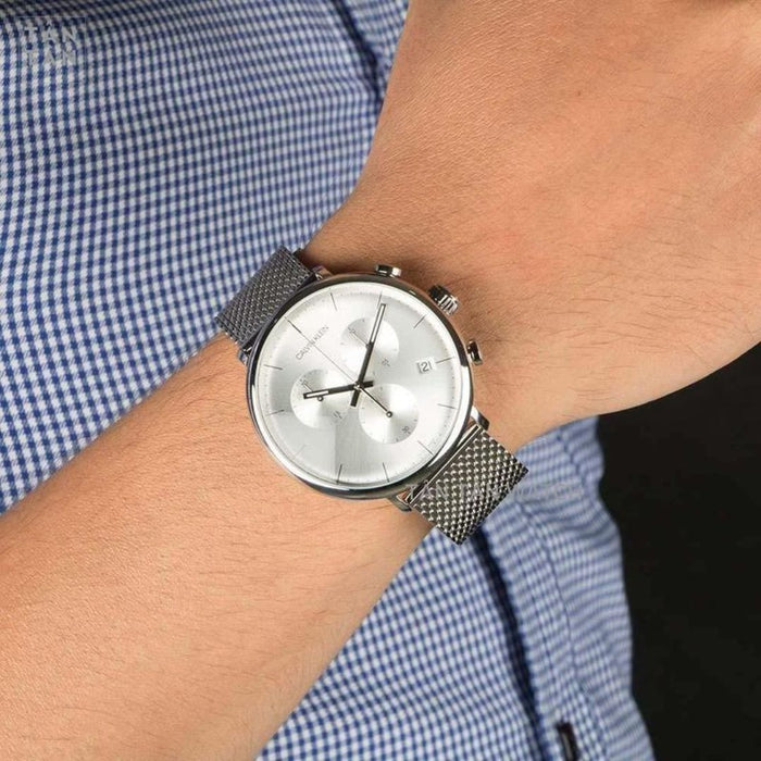 Calvin Klein Minimal Chronograph Mesh Watch Silver - K8M27126 - Authentic