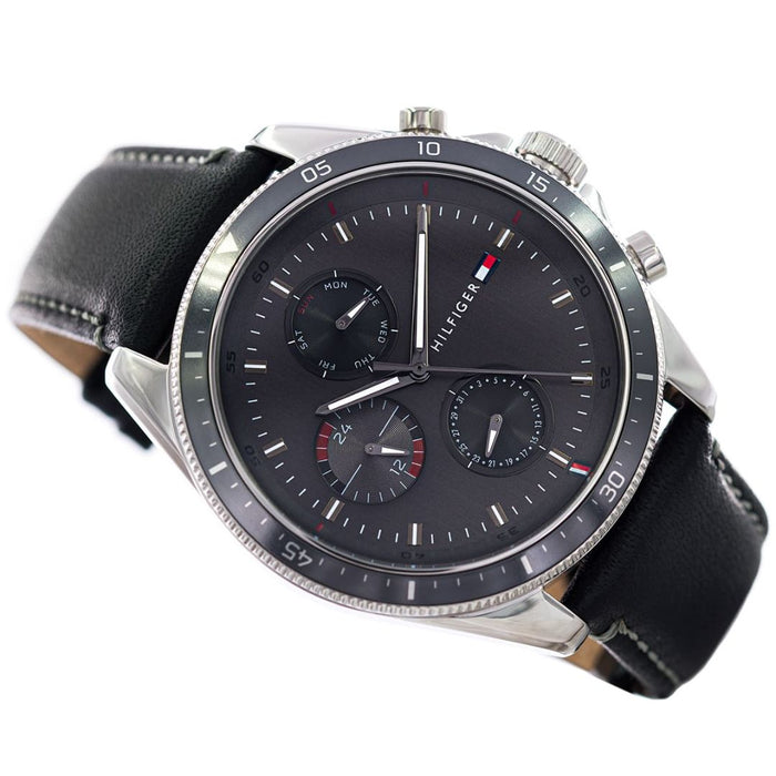 Tommy Hilfiger Multi-Function Chronograph Watch with Black Leather Strap - 1791838 - Authentic