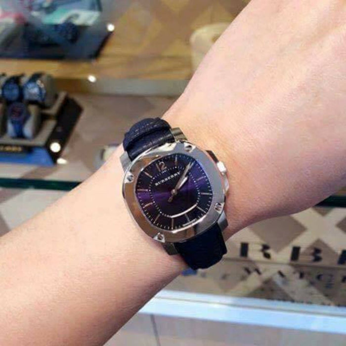 Burberry Blue Dial Watch – Silver Case & Navy Leather Strap BBY1716 - Authentic