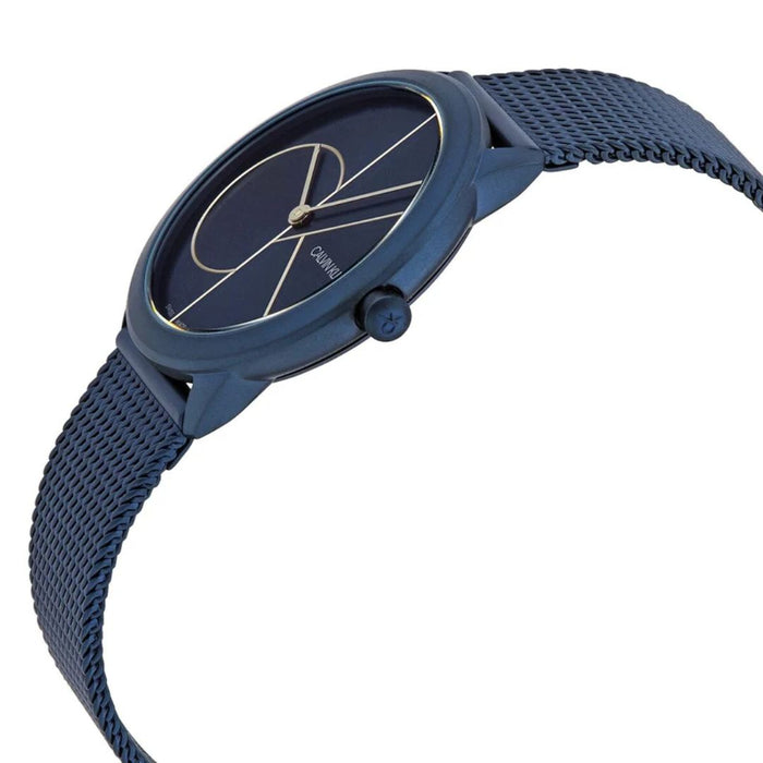 Calvin Klein Bold Blue Dial Mesh Watch – Unisex - k3M52T5N - Authentic