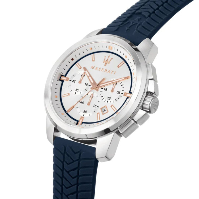 Maserati Traguardo Chronograph Watch with Blue Silicone Strap - R8871621013 - Authentic