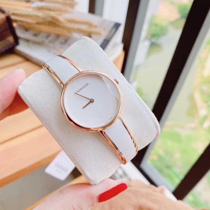 Calvin Klein Minimal Rose Gold & White Women's Watch - k4e2n616 - Authentic