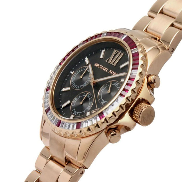 MICHAEL KORS EVEREST ROSE GOLD PINK CRYSTALS WOMEN'S WATCH Authentic