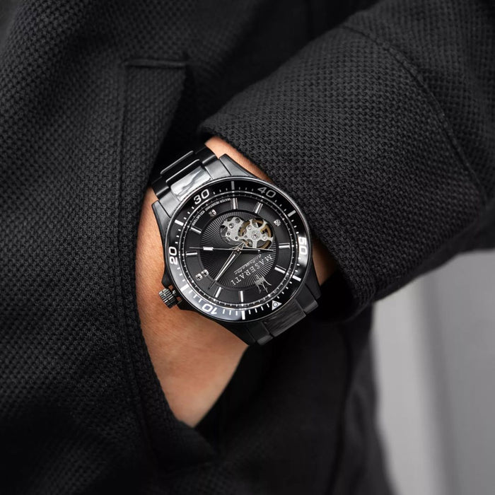 Maserati Tradizione Automatic Black Skeleton Watch Set - R8823140005 - Authentic