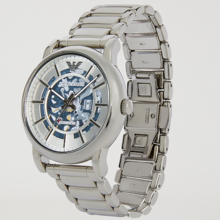Emporio Armani Automatic Silver Skeleton Dial Men's Watch AR60006 - Authentic