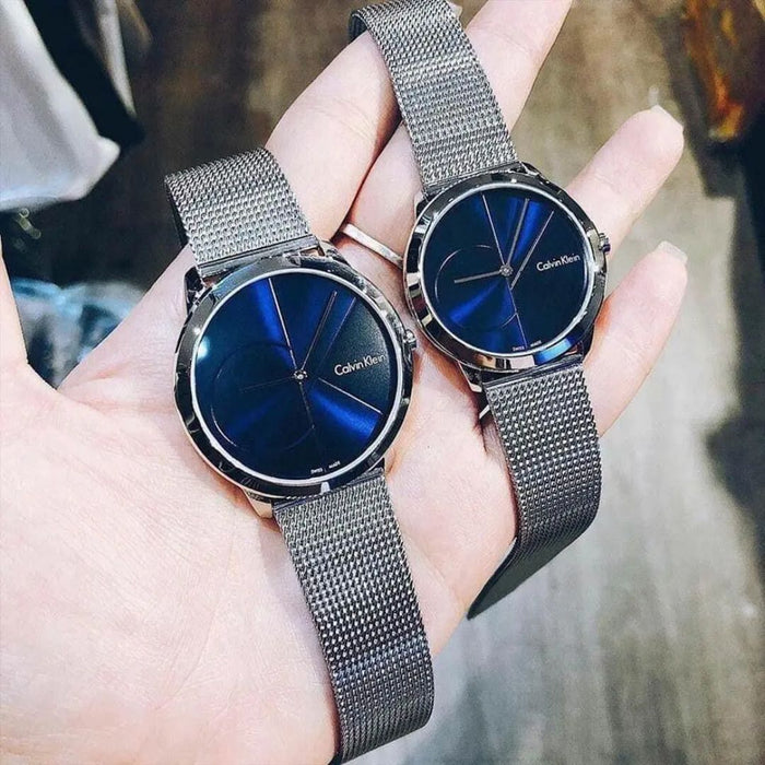 Calvin Klein Bold Blue Dial Silver Mesh Watch – Unisex - k3m2112n - Authentic