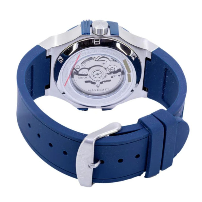 Maserati R8821108035 - Potenza Men's Blue Skeleton Automatic Watch with Silicone Strap - Authentic