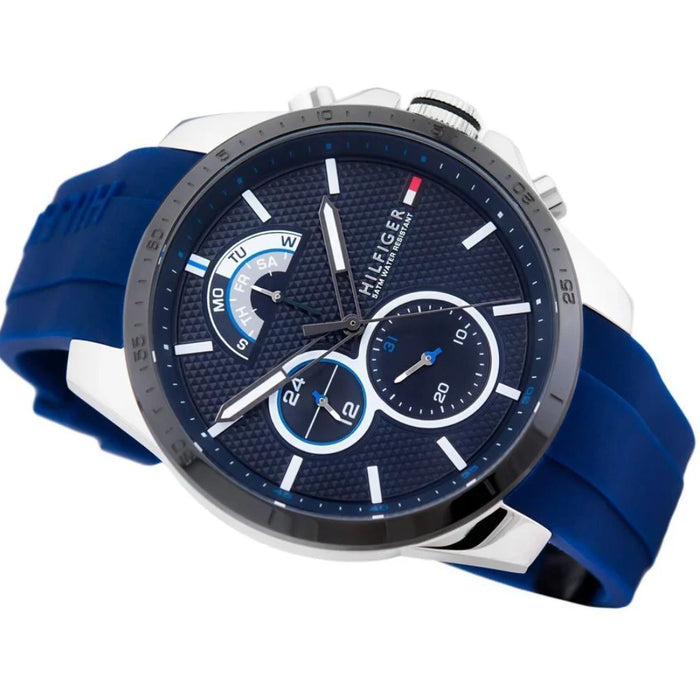 Tommy Hilfiger Decker Chronograph Watch – Blue Dial with Rubber Strap - 1791350 - Authentic
