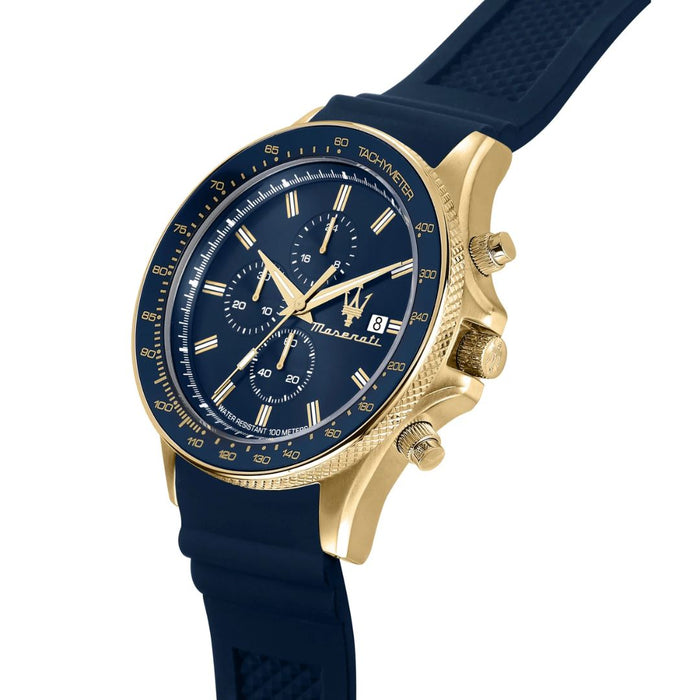 Maserati Successo Chronograph Blue & Gold Watch – R8871640004 - Authentic