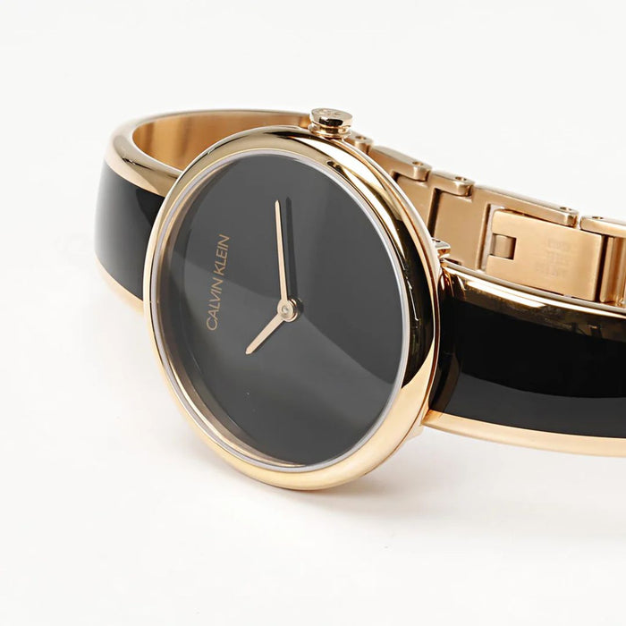 Calvin Klein Seduce Women's Watch – Black & Rose Gold Bangle - k4e2n611 - Authentic