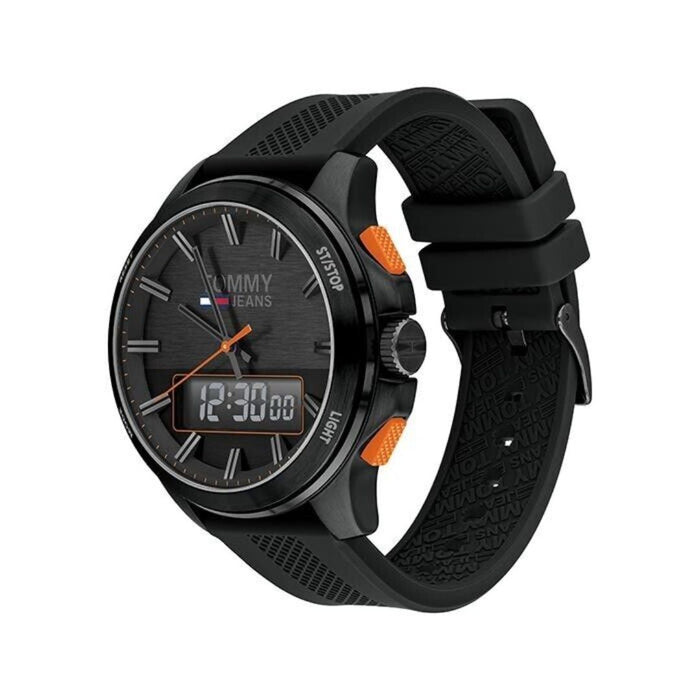 Tommy Jeans Dual Display Sport Watch – Black & Orange - 1791763 - Authentic