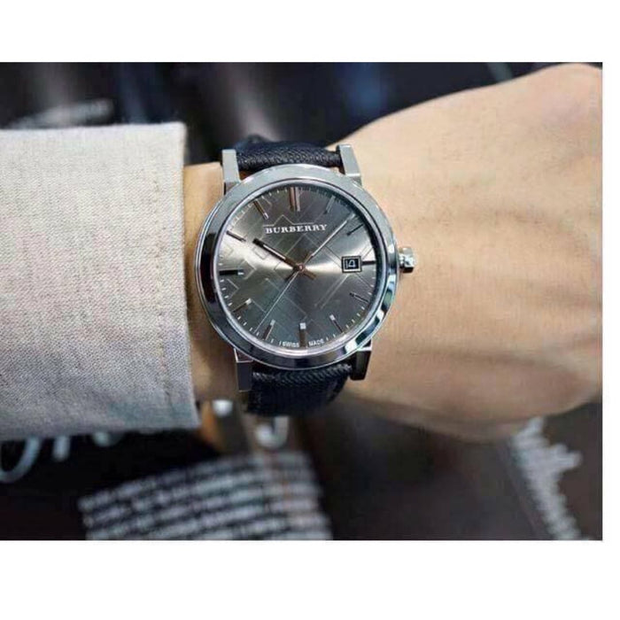 Burberry Classic Black Dial Watch with Leather Strap BU9030 - Authentic