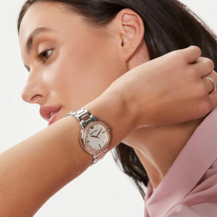 Emporio Armani Three-Hand Two-Tone Stainless Steel Mia Watch - AR11569 - Authentic