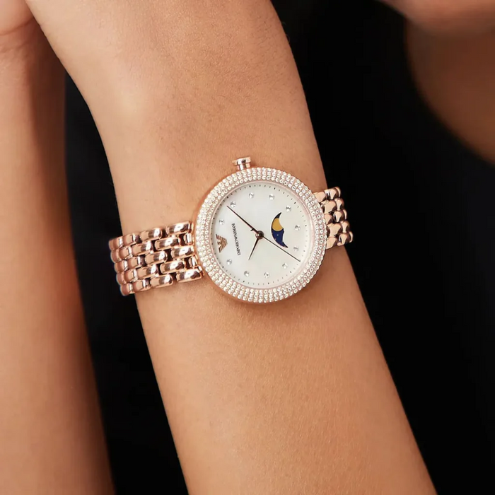 Emporio Armani Rosa Analog Mother of Pearl Dial Women's Watch-AR11462 - Authentic
