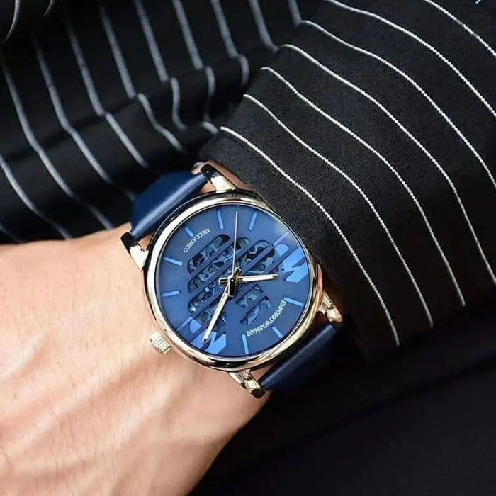 Emporio Armani Mecchanico Men's Automatic Leather Strap Blue Dial 43mm Watch AR60030 - Authentic