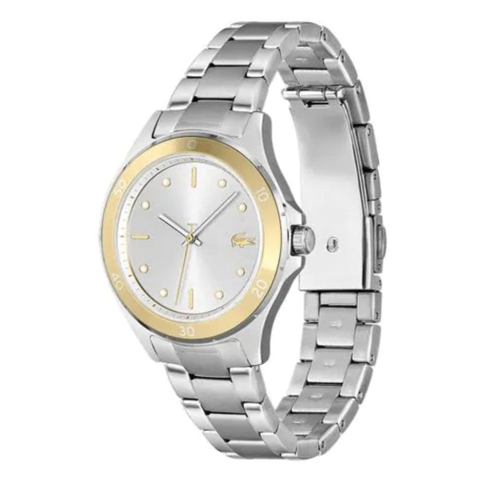 Lacoste Swing Silver Steel Silver White Dial Women's Watch 2001222 - Authentic