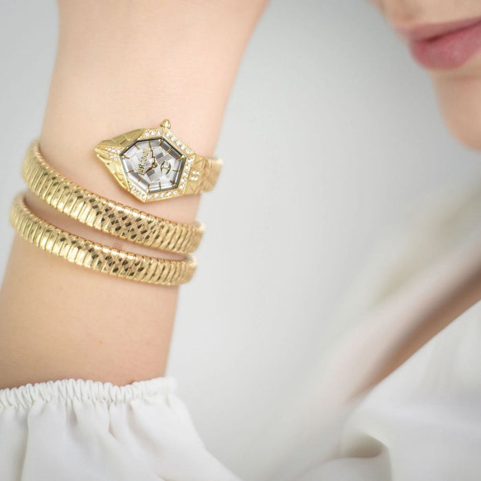 Just Cavalli SIGNATURE Snake Silver colored/Gold toned steel Ø23 mm - Authentic (S)