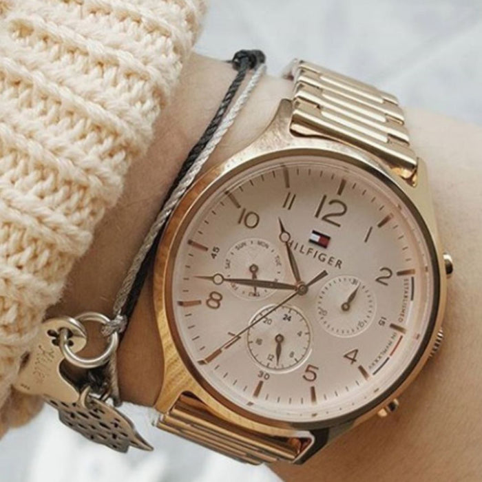 Tommy Hilfiger Women's Quartz Stainless Steel Pink Dial 38mm Watch 1781873- Authentic