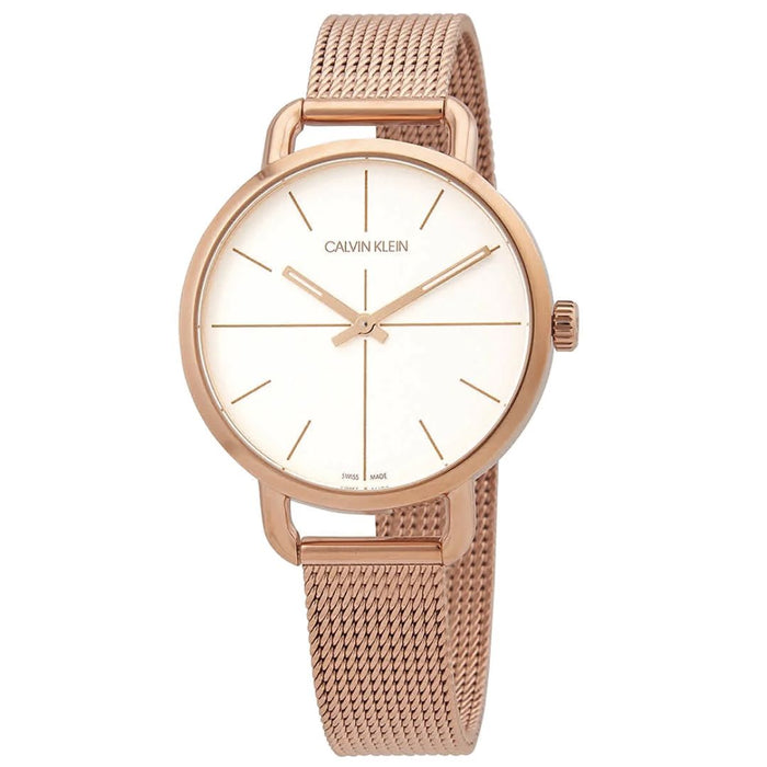 Calvin Klein Even Watch – Rose Gold White Dial - k7b23626 - Authentic