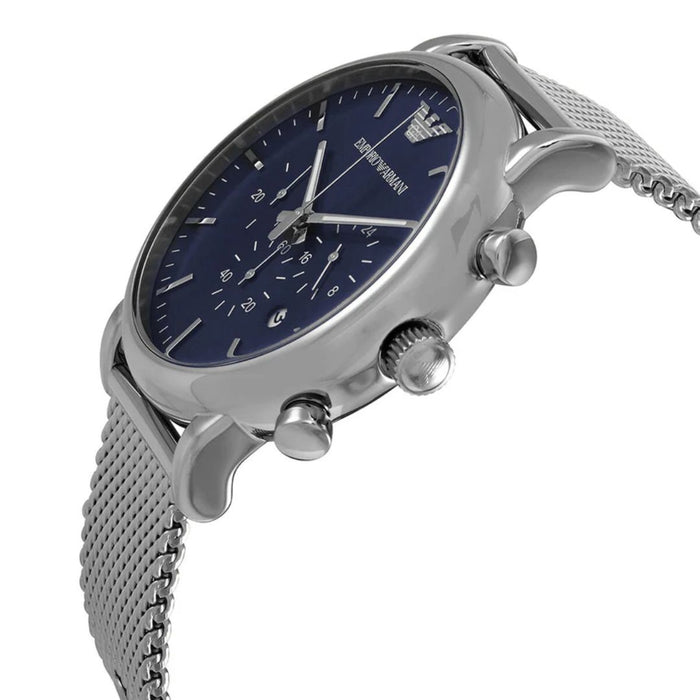 Emporio Armani Luigi Chronograph Quartz Blue Dial Mens Watch AR80038 Authentic