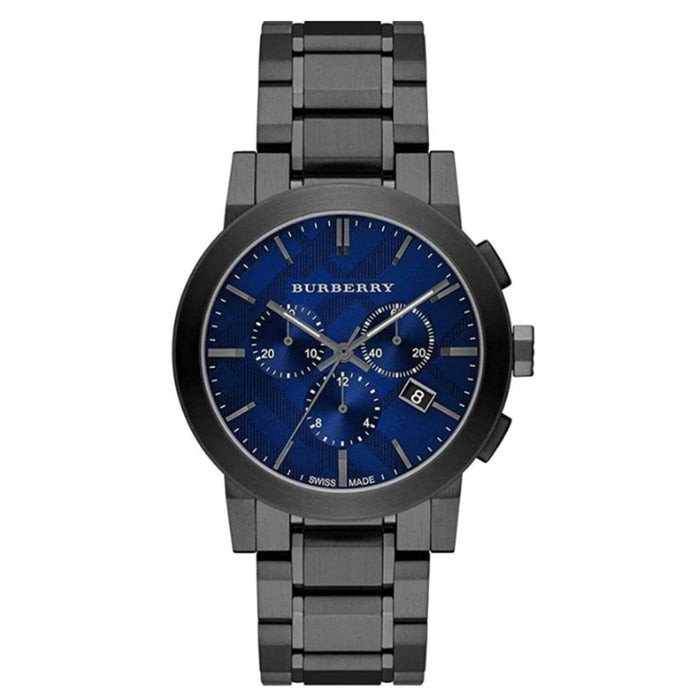 Burberry Men's Black Ion-Plated Chronograph Watch with Blue Dial - BU9365 - Authentic