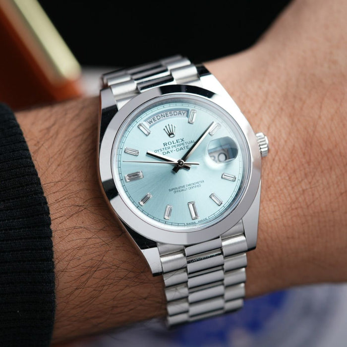 Rolex Day-Date 40mm Ice Blue Baguette