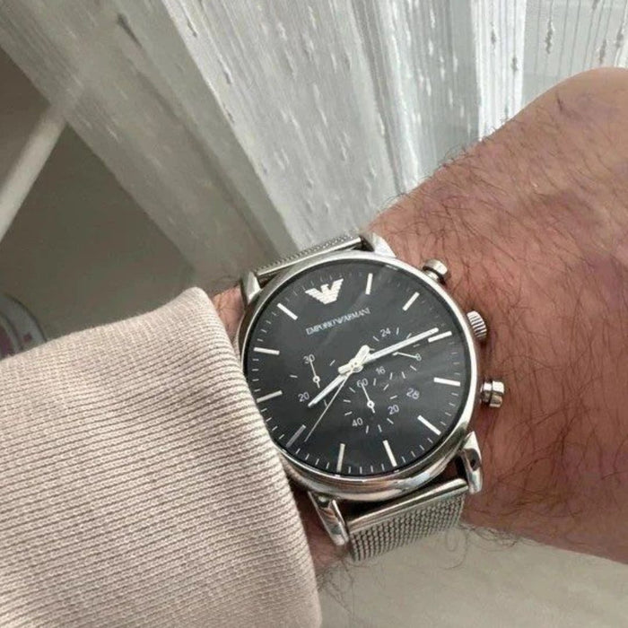Emporio Armani Chronograph Stainless Steel Mesh Watch AR1808 Authentic
