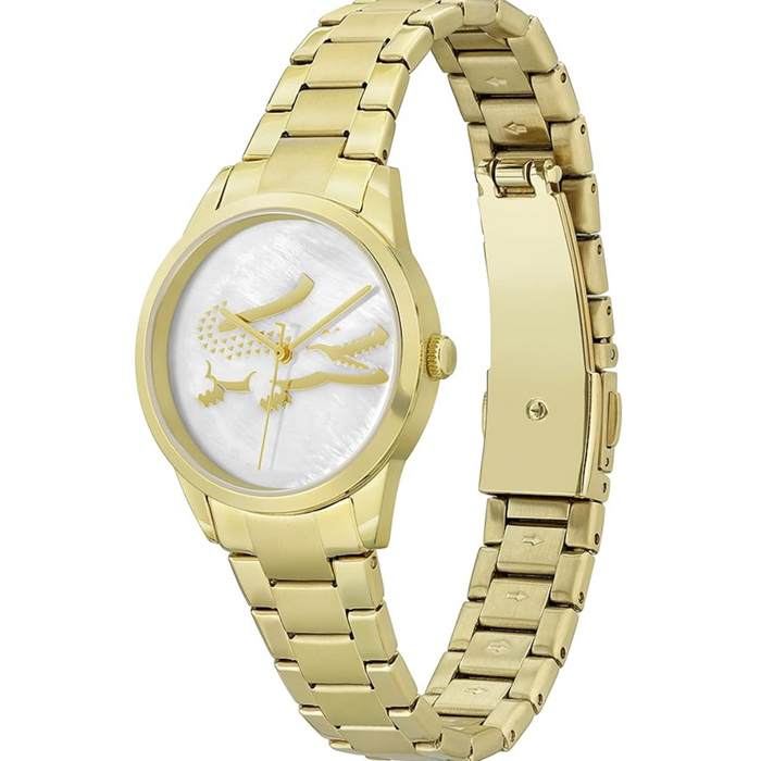 Lacoste Gold Stainless Steel White Mother of Pearl Dial  - 2001216 - Authentic