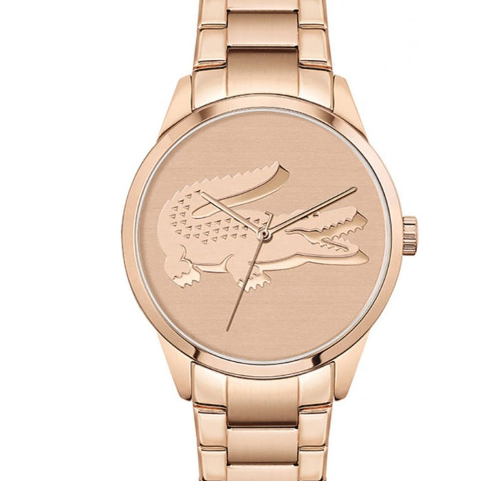 Lacoste Ladycroc Carnation Gold Steel Women's Watch 2001172 - Authentic