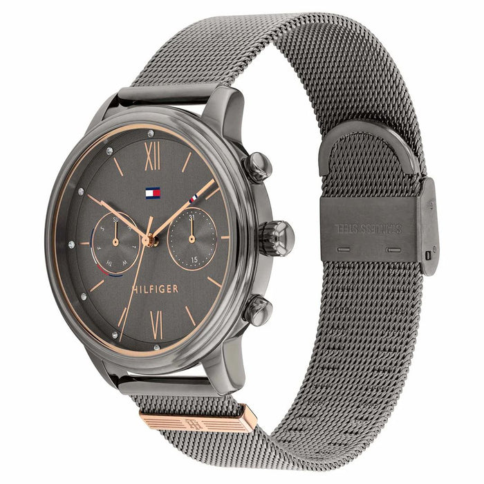 Tommy Hilfiger Grey Stainless Steel Mesh Gunmetal Dial Multi-function - 1782304 - Authentic