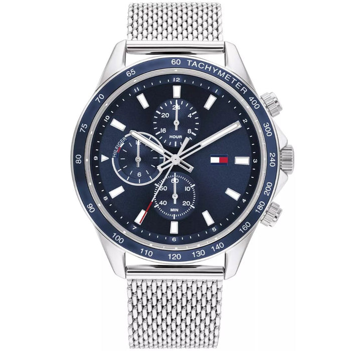 Tommy Hilfiger Men's Chronograph Blue Dial Mesh Watch - 1792018 - Authentic