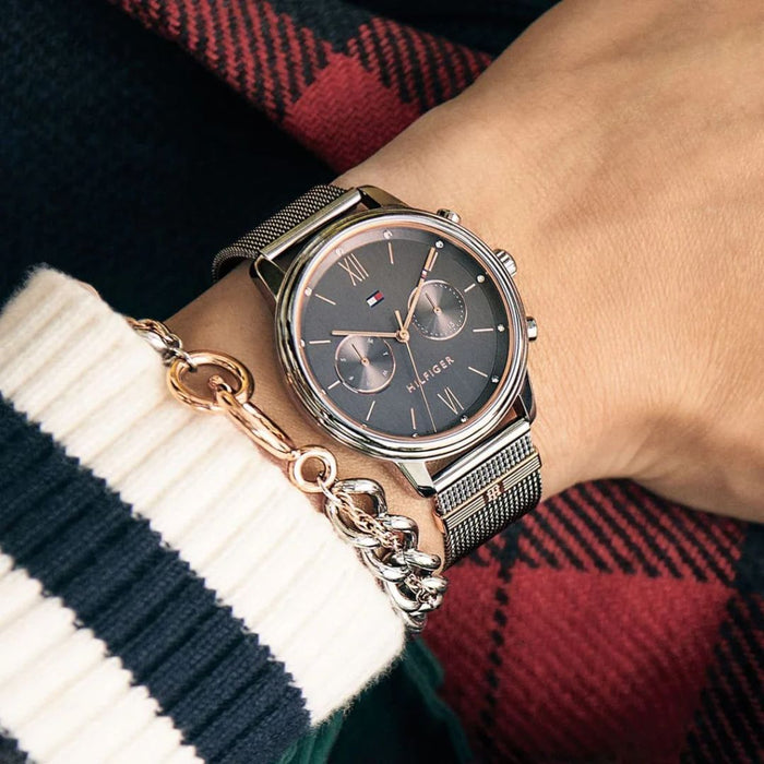 Tommy Hilfiger Grey Stainless Steel Mesh Gunmetal Dial Multi-function - 1782304 - Authentic