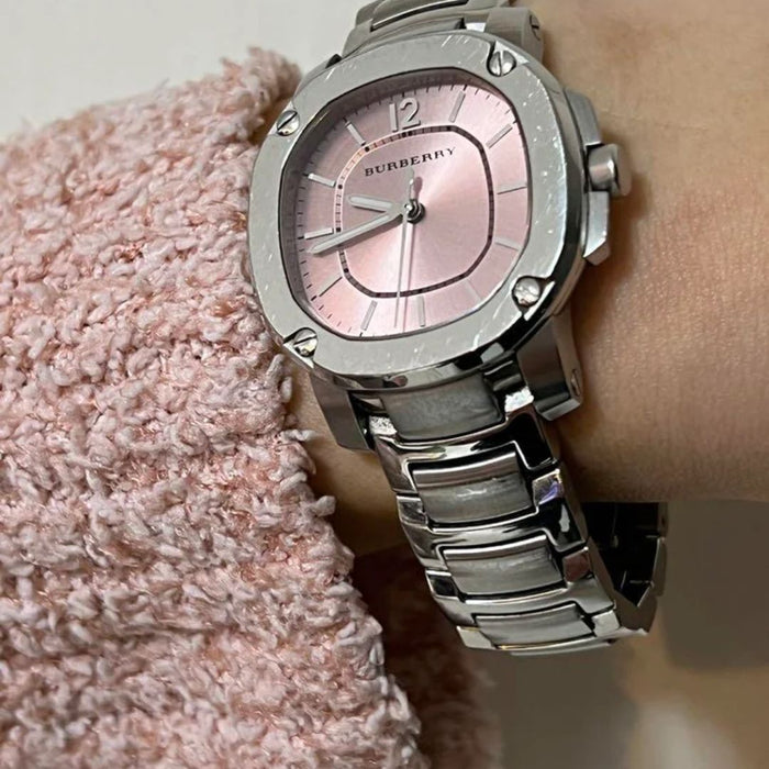 Burberry Stainless Steel Women's Watch with Pink Dial - BU1704 - Authentic