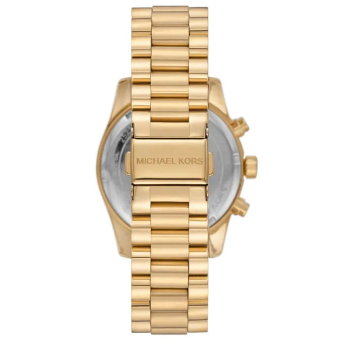 Michael Kors Lexington Chronograph Blue Dial Gold Steel Strap Watch For Women  MK7216Authentic