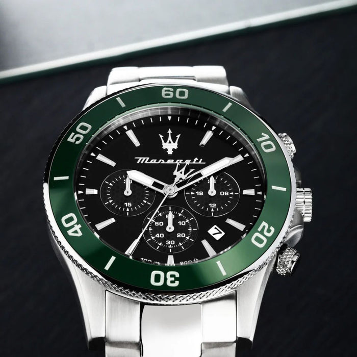 Maserati Sfida Chronograph Silver & Green - R8873600008 - Authentic