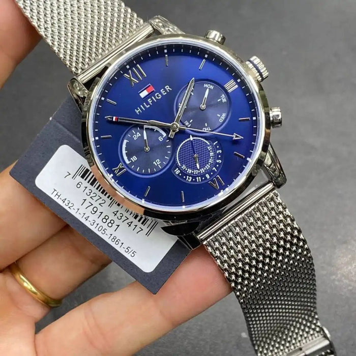 Tommy Hilfiger Blue Dial Chronograph Mesh Watch - 1791881 - Authentic