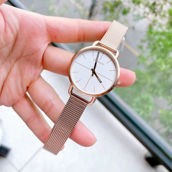 Calvin Klein Even Watch – Rose Gold White Dial - k7b23626 - Authentic
