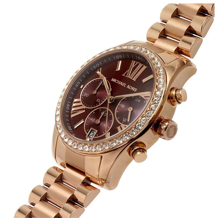 Buy Michael Kors Lexington 38 mm Red Dial Stainless Steel Chronograph Watch for Women - MK7275 Authentic
