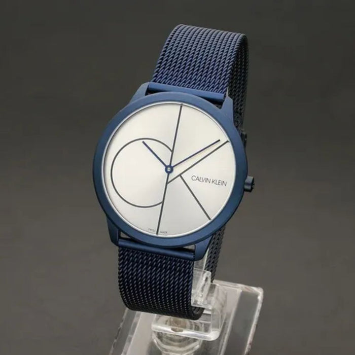 Calvin Klein Minimal Bold – Blue Mesh with Silver Dial - K3m51t56 - Authentic