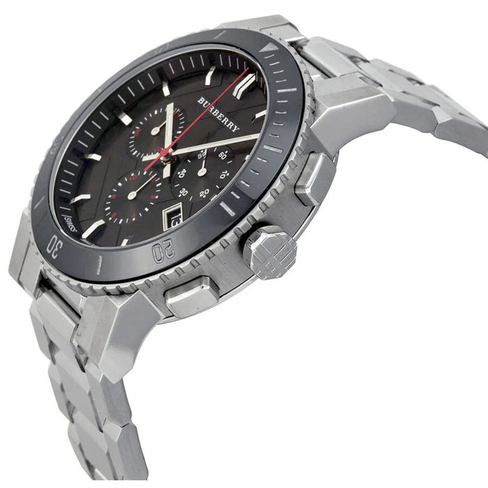 Burberry Stainless Steel Chronograph Men's Watch – Black Dial - BU9380 Authentic
