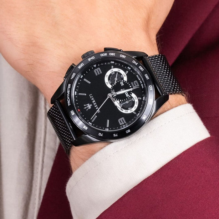 Maserati Traguardo Chronograph Black Dial Men's Watch - R8873612031 - Authentic