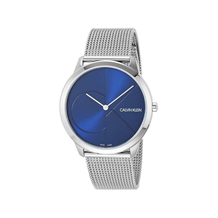 Calvin Klein Bold Blue Dial Silver Mesh Watch – Unisex - k3m2112n - Authentic