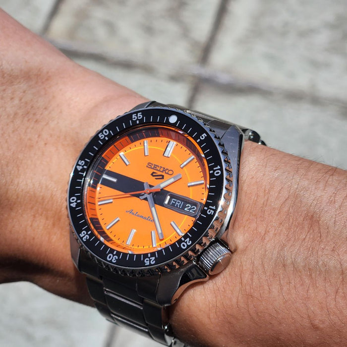 Seiko 5 Sports Automatic Stainless Steel Watch – Orange Dial SRPK11K1 - Authentic